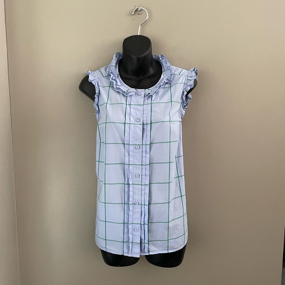 J Crew Ruffle Button Down Shirt - Picture 1 of 5